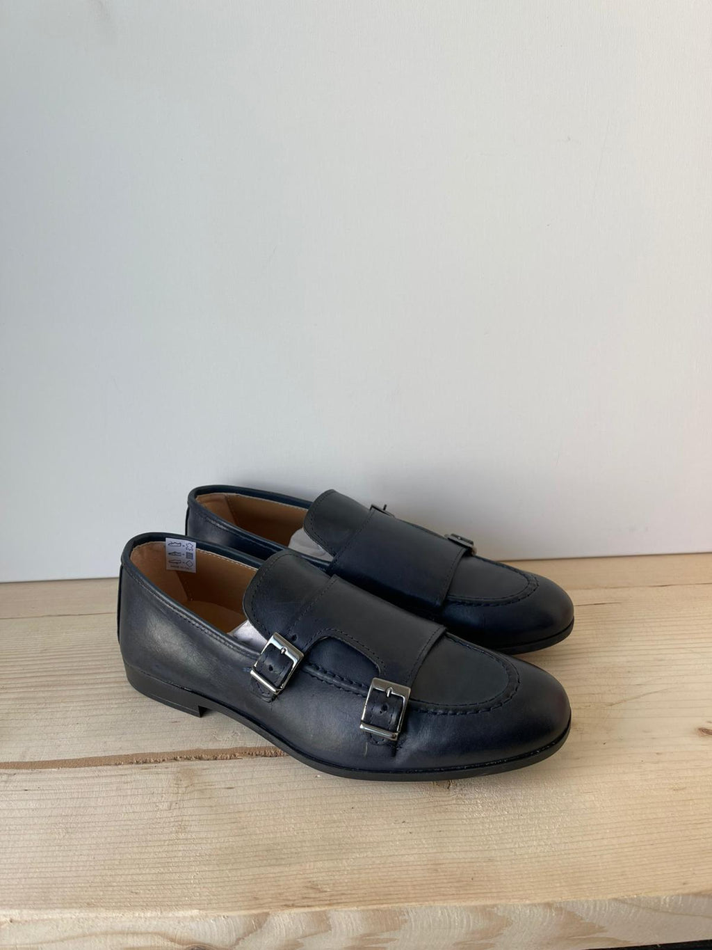 SCARPE MOCASSINO IN VERA PELLE MADE IN ITALY DOPPIA FIBBIA FONDO IN GOMMA