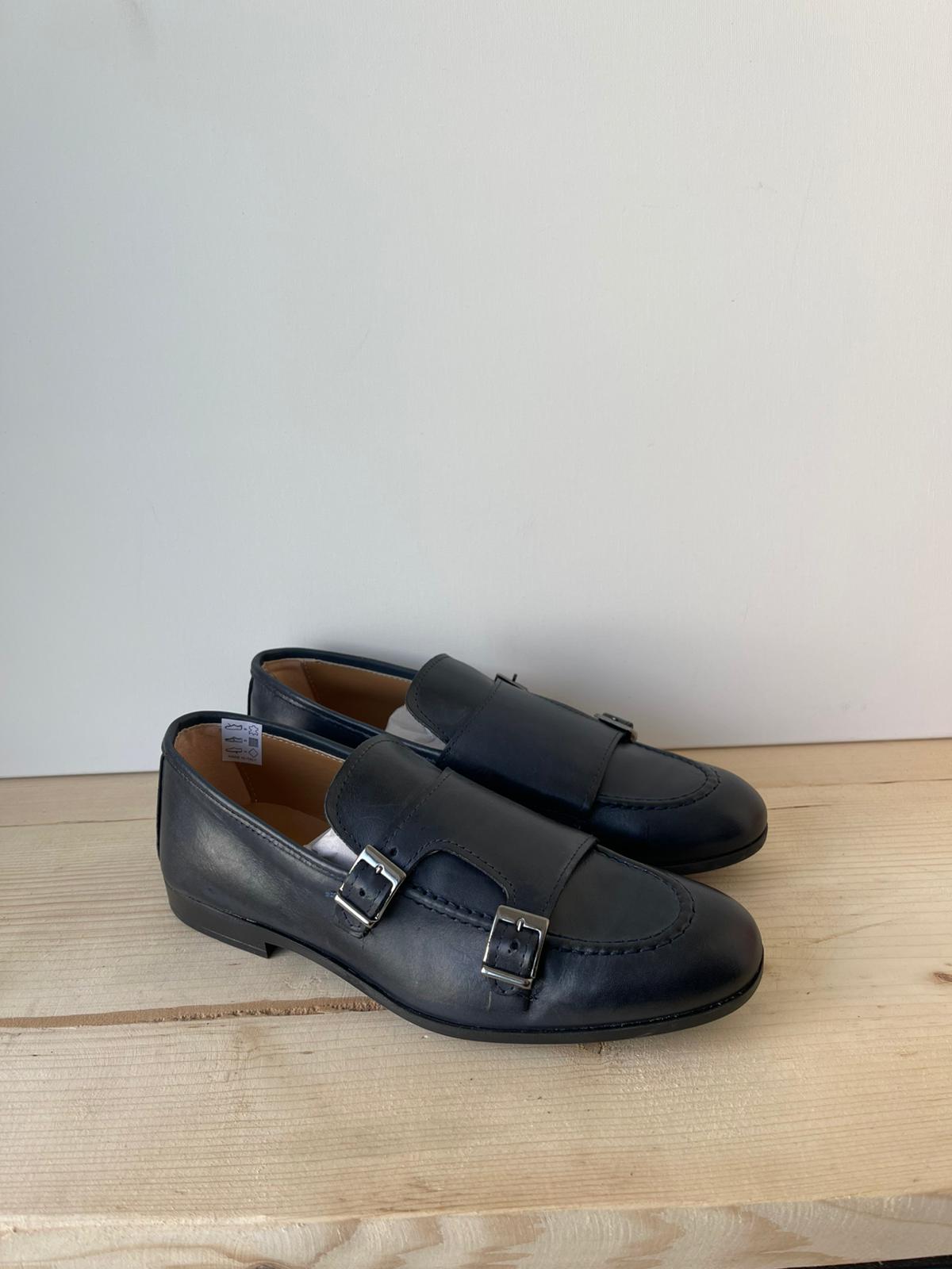 SCARPE MOCASSINO IN VERA PELLE MADE IN ITALY DOPPIA FIBBIA FONDO IN GOMMA