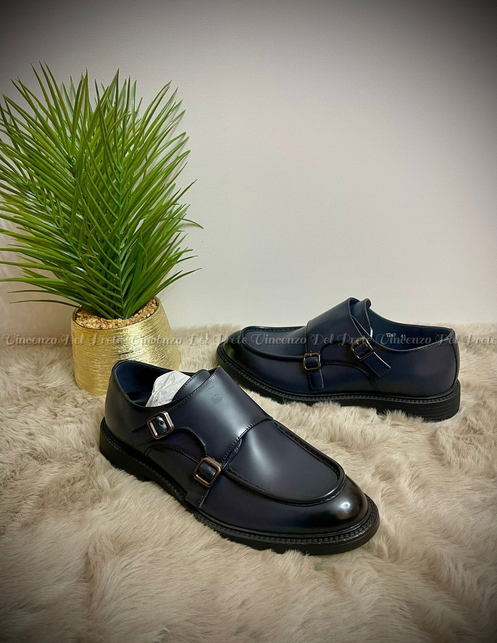 MOCASSINI CON DOPPIA FIBIA IN PELLE CON SUOLA IN GOMMA