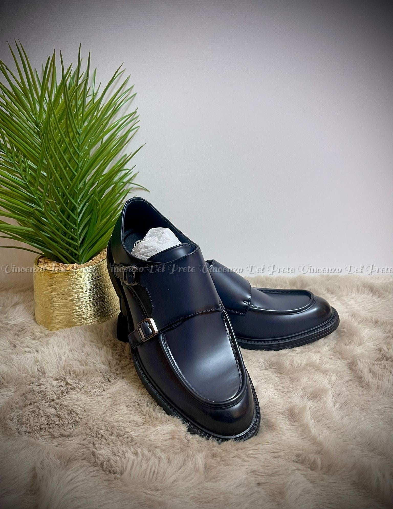 MOCASSINI CON DOPPIA FIBIA IN PELLE CON SUOLA IN GOMMA