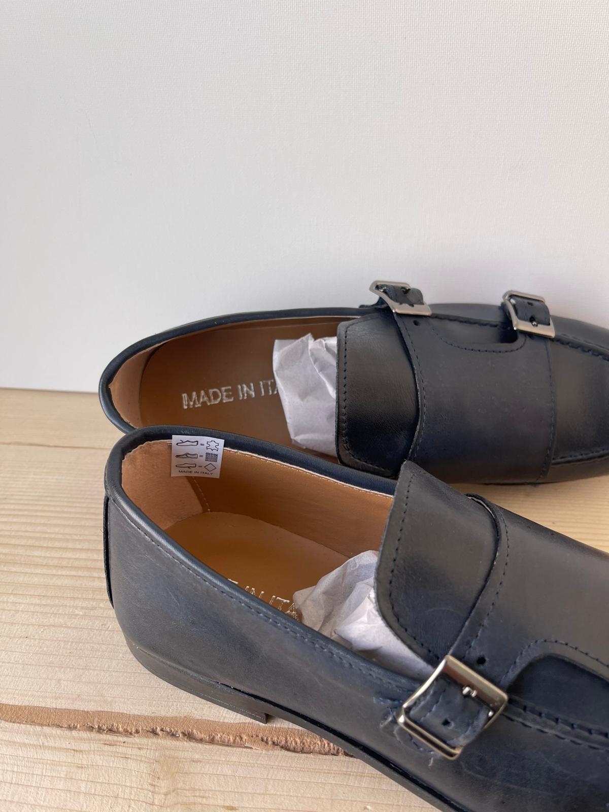 SCARPE MOCASSINO IN VERA PELLE MADE IN ITALY DOPPIA FIBBIA FONDO IN GOMMA