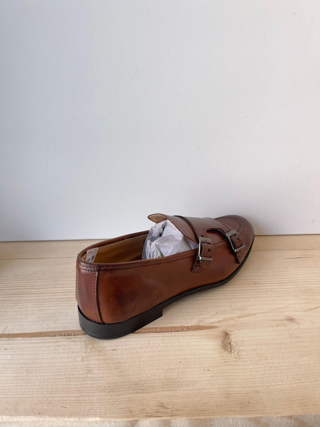 SCARPE MOCASSINO IN VERA PELLE MADE IN ITALY DOPPIA FIBBIA FONDO IN GOMMA