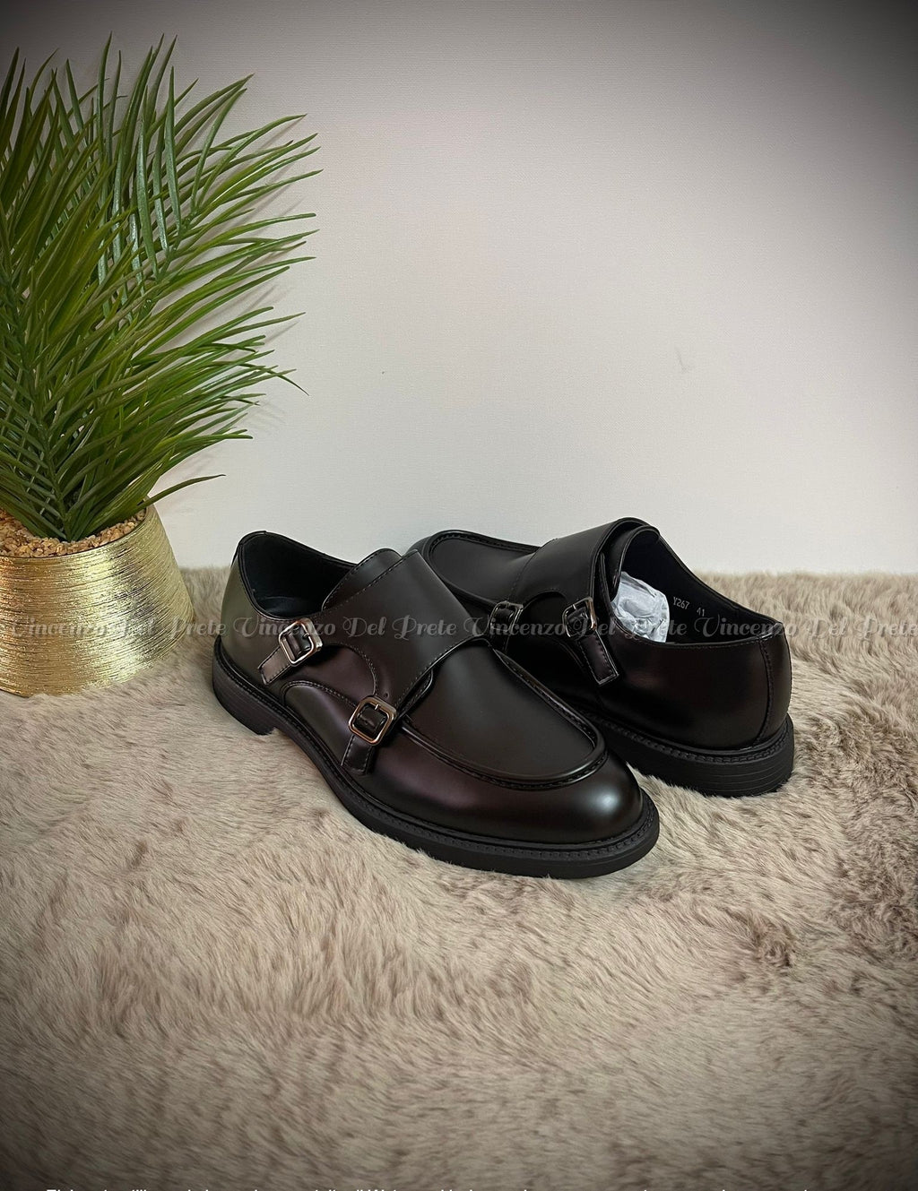 MOCASSINI CON DOPPIA FIBIA IN PELLE CON SUOLA IN GOMMA