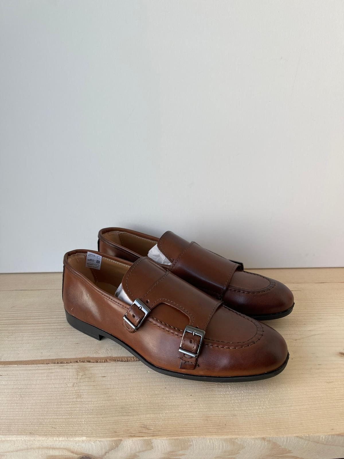 SCARPE MOCASSINO IN VERA PELLE MADE IN ITALY DOPPIA FIBBIA FONDO IN GOMMA