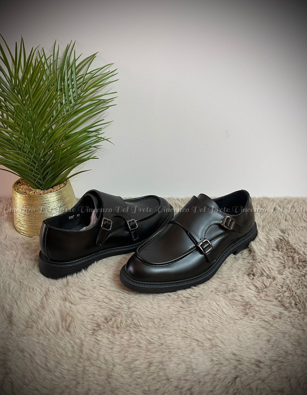 MOCASSINI CON DOPPIA FIBIA IN PELLE CON SUOLA IN GOMMA