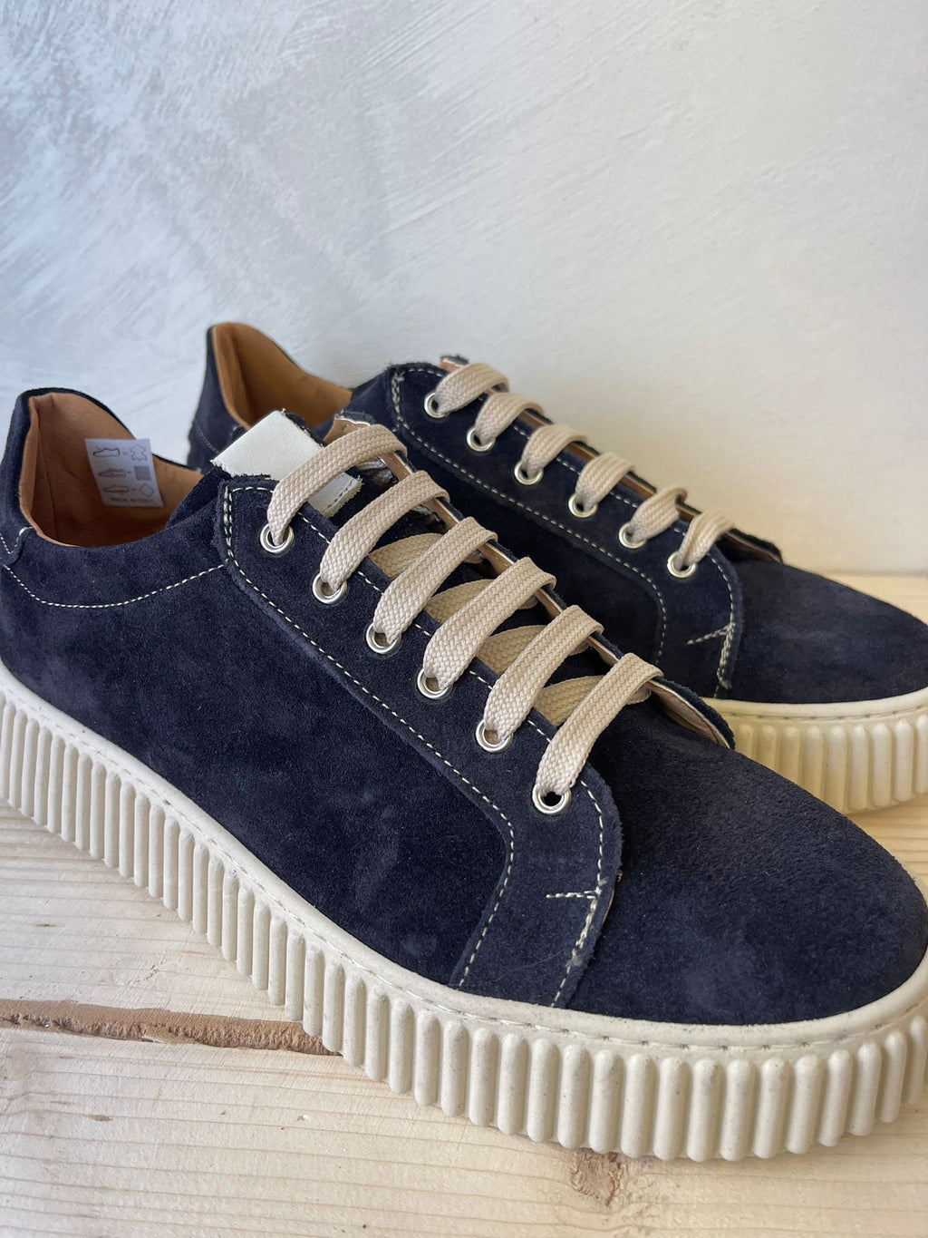 SNEAKERS IN VERA PELLE CAMOSCIO MADE IN ITALY UOMO E DONNA SUOLA ALTA