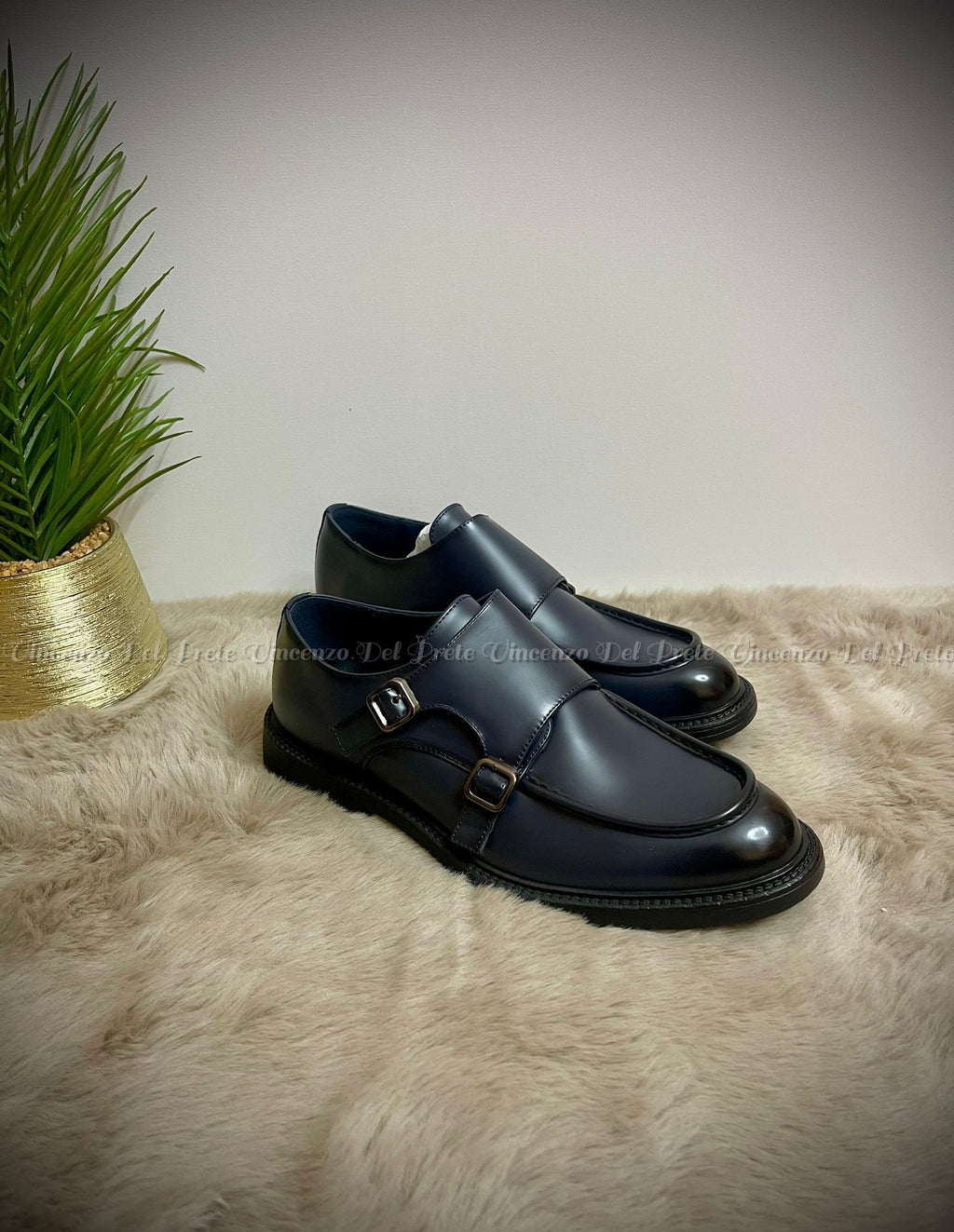 MOCASSINI CON DOPPIA FIBIA IN PELLE CON SUOLA IN GOMMA