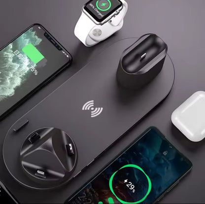 BASE DI RICARICA WIRELESS CARICABATTERIA PER APPLE IPHONE WATCH CUFFIE SAMSUNG