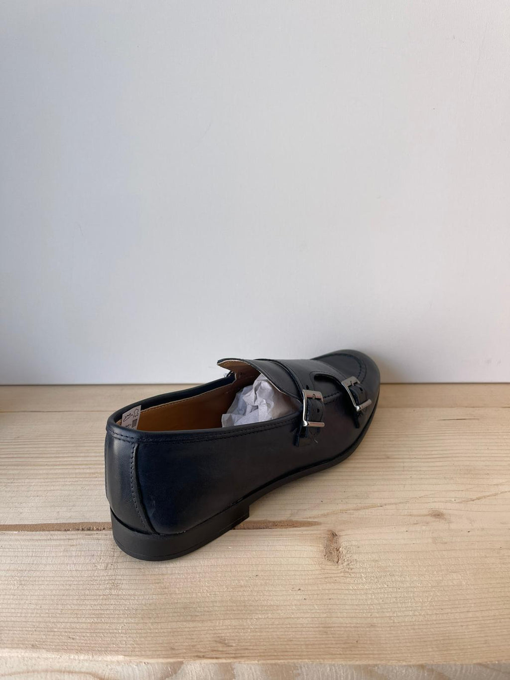 SCARPE MOCASSINO IN VERA PELLE MADE IN ITALY DOPPIA FIBBIA FONDO IN GOMMA
