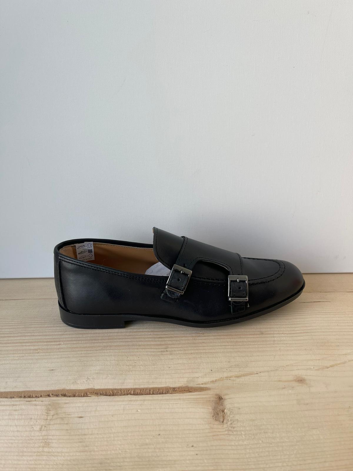 SCARPE MOCASSINO IN VERA PELLE MADE IN ITALY DOPPIA FIBBIA FONDO IN GOMMA