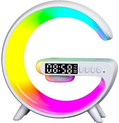 CASSA LED BLUETOOTH CON LAMPADA E CARICATORE WIRELESS CON OROLOGIO E SVEGLIA