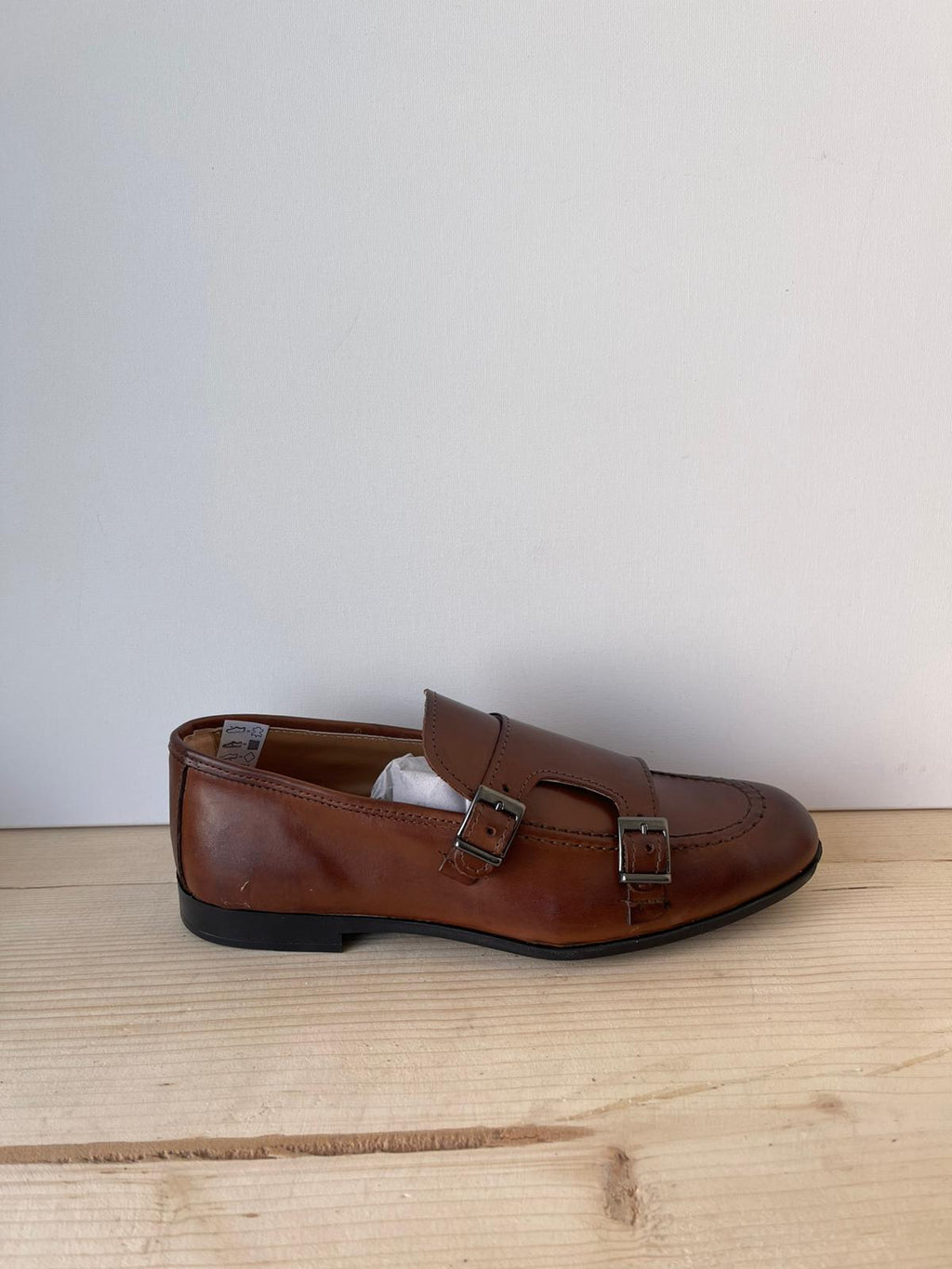 SCARPE MOCASSINO IN VERA PELLE MADE IN ITALY DOPPIA FIBBIA FONDO IN GOMMA