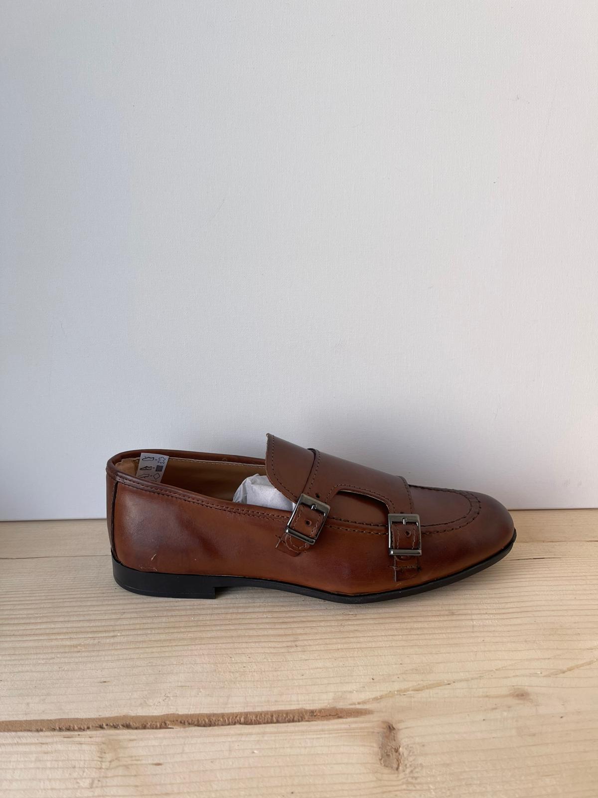 SCARPE MOCASSINO IN VERA PELLE MADE IN ITALY DOPPIA FIBBIA FONDO IN GOMMA