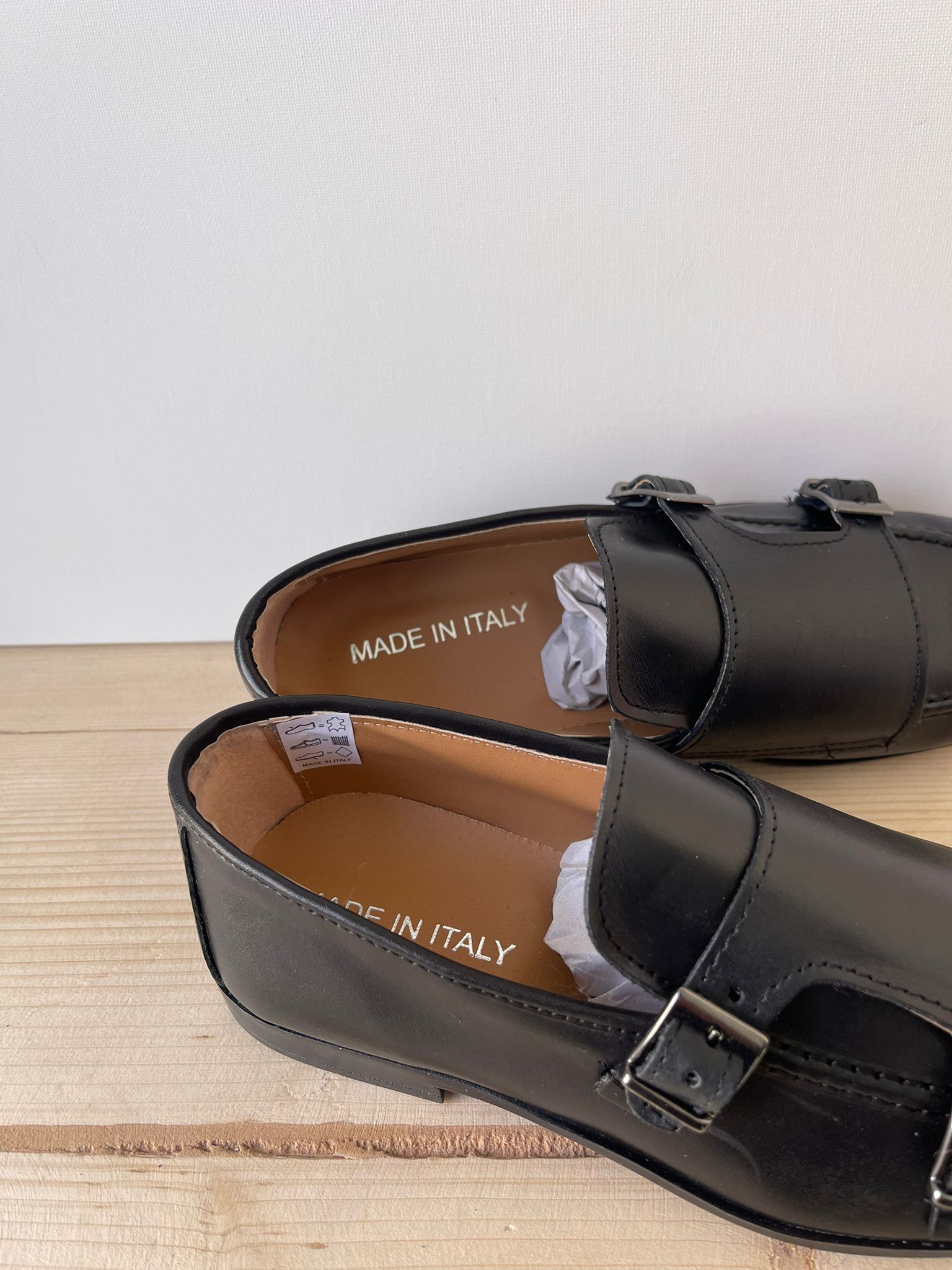 SCARPE MOCASSINO IN VERA PELLE MADE IN ITALY DOPPIA FIBBIA FONDO IN GOMMA