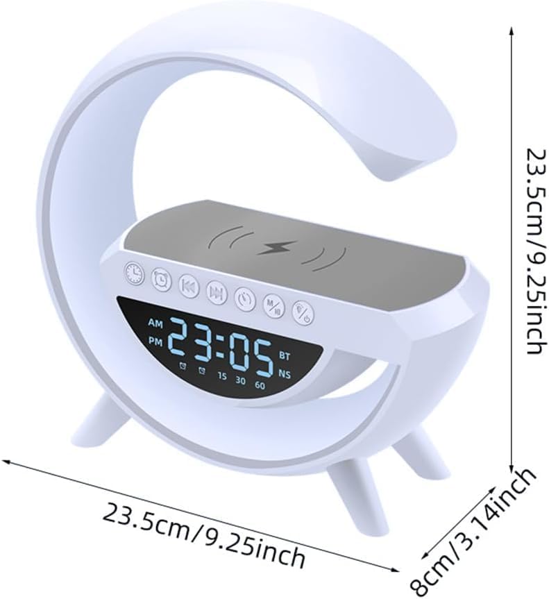 CASSA LED BLUETOOTH CON LAMPADA E CARICATORE WIRELESS CON OROLOGIO E SVEGLIA