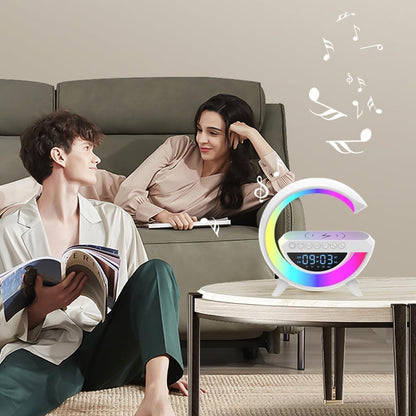 CASSA LED BLUETOOTH CON LAMPADA E CARICATORE WIRELESS CON OROLOGIO E SVEGLIA
