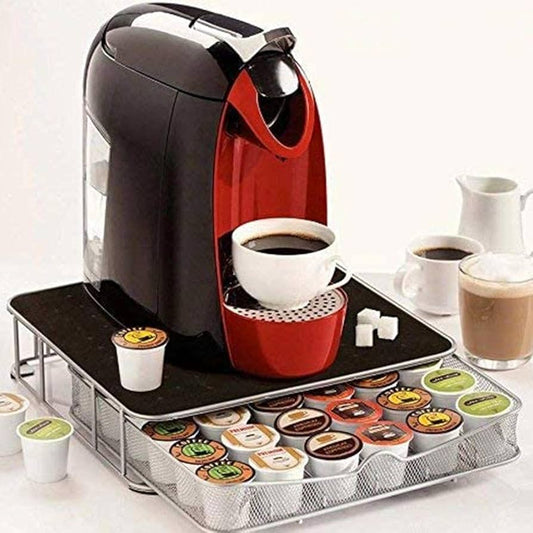 CASSETTO PORTA CAPSULE CAFFE ORGANIZER DISPENSER IN METALLO APRIBILE 30/60 POSTI