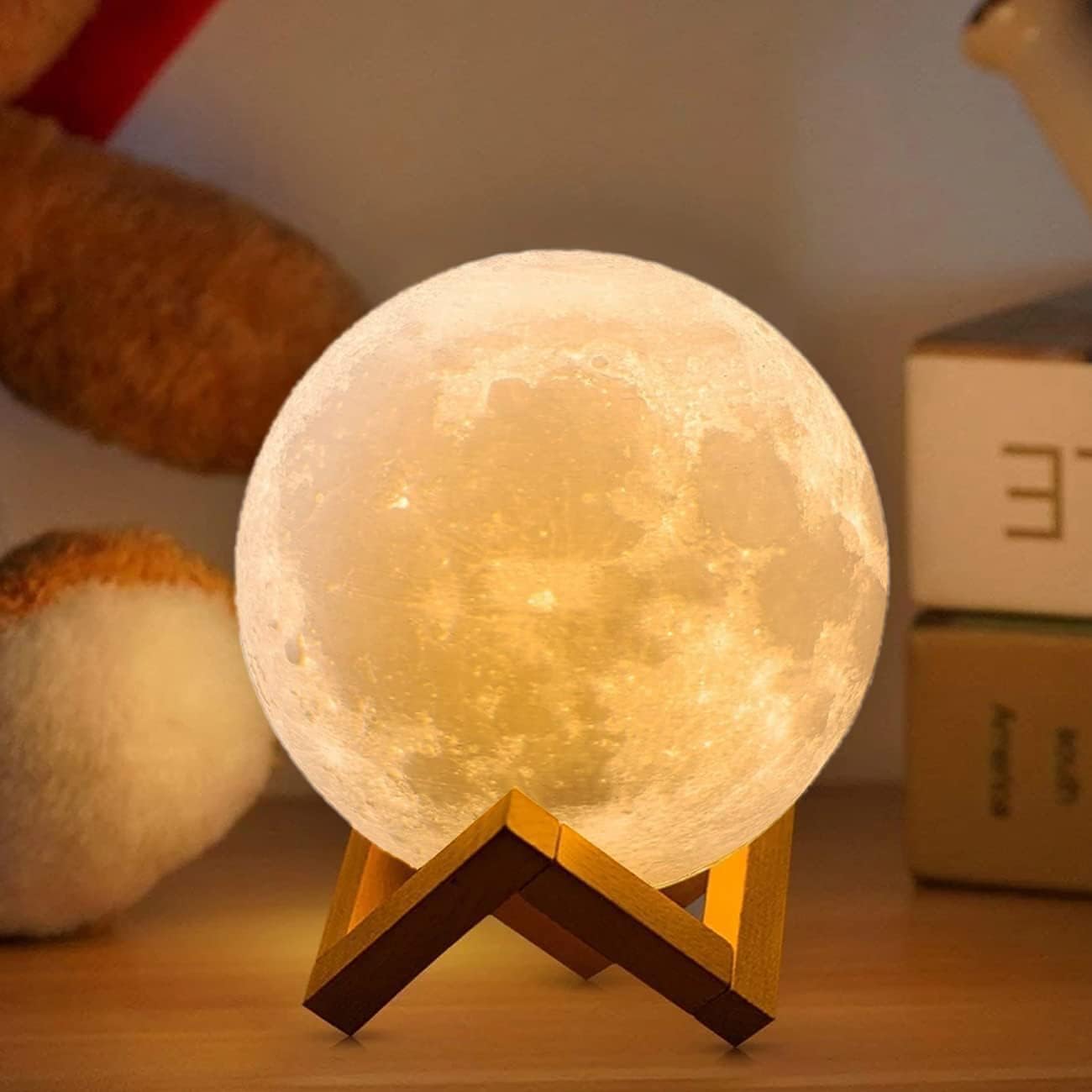 LAMPADA DA TAVOLO A FORMA DI LUNA LUCE NATURALE LUNARE LED USB BAR CASA HOTEL