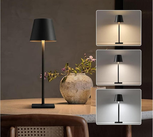 LAMPADA DA TAVOLO LED RICARICABILE TOUCH REGOLABILE BAR CASA HOTEL - NERO