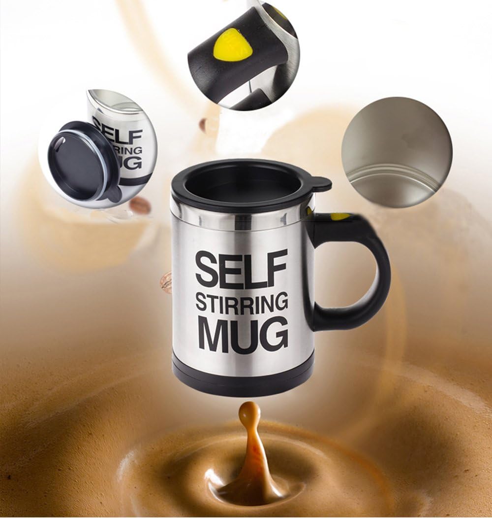 TAZZA AUTOMESCOLANTE TERMICA SELF STIRRING MUG MISCELATORE A BATTERIE BEVANDE