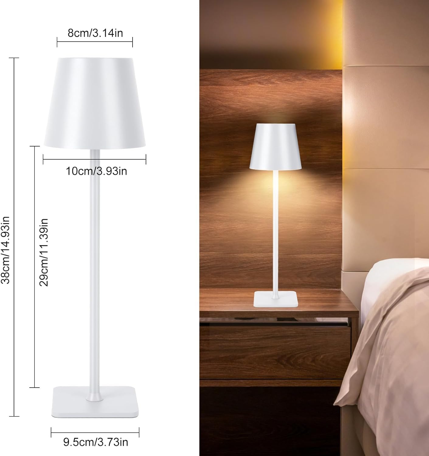 LAMPADA DA TAVOLO LED RICARICABILE TOUCH REGOLABILE BAR CASA HOTEL - BIANCO