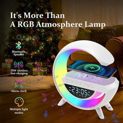 CASSA LED BLUETOOTH CON LAMPADA E CARICATORE WIRELESS CON OROLOGIO E SVEGLIA