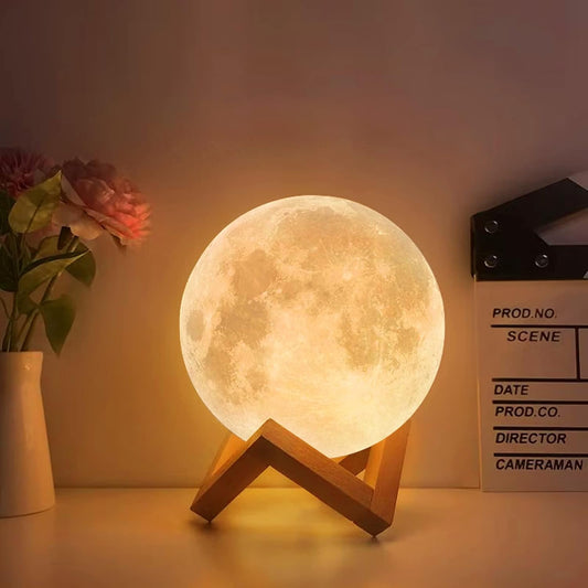 LAMPADA DA TAVOLO A FORMA DI LUNA LUCE NATURALE LUNARE LED USB BAR CASA HOTEL