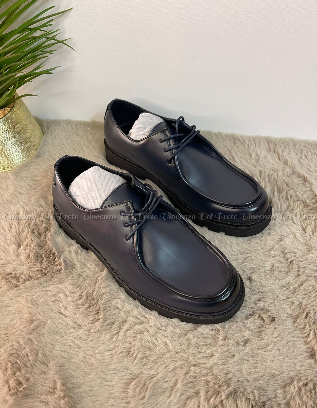 MOCASSINI INGEGNERE CON LACCI IN PELLE CON SUOLA IN GOMMA