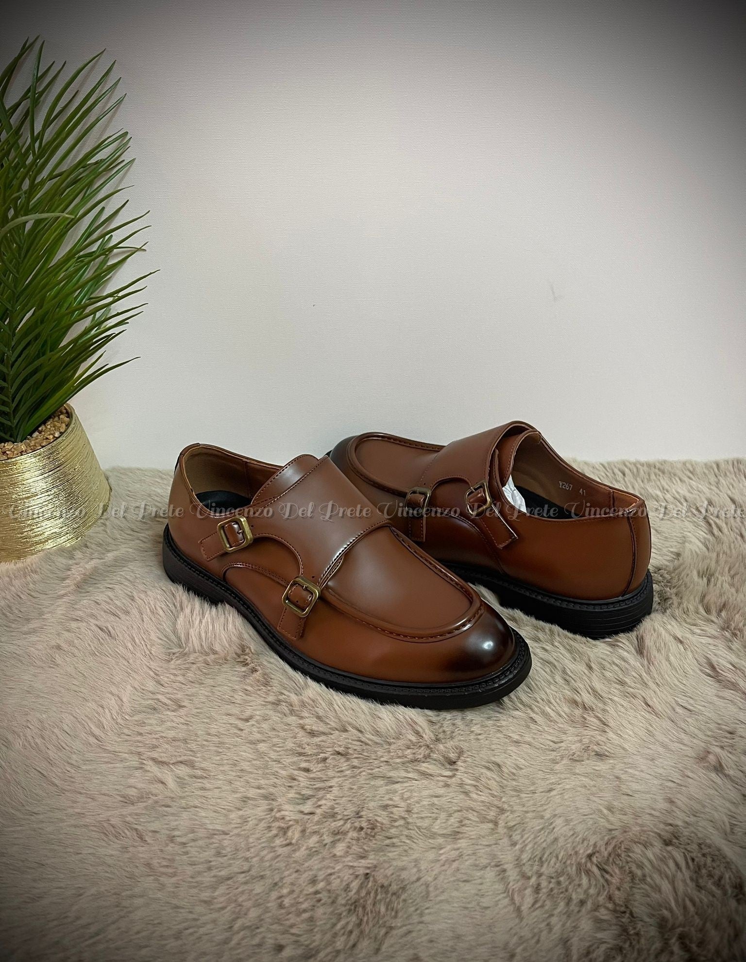 MOCASSINI CON DOPPIA FIBIA IN PELLE CON SUOLA IN GOMMA