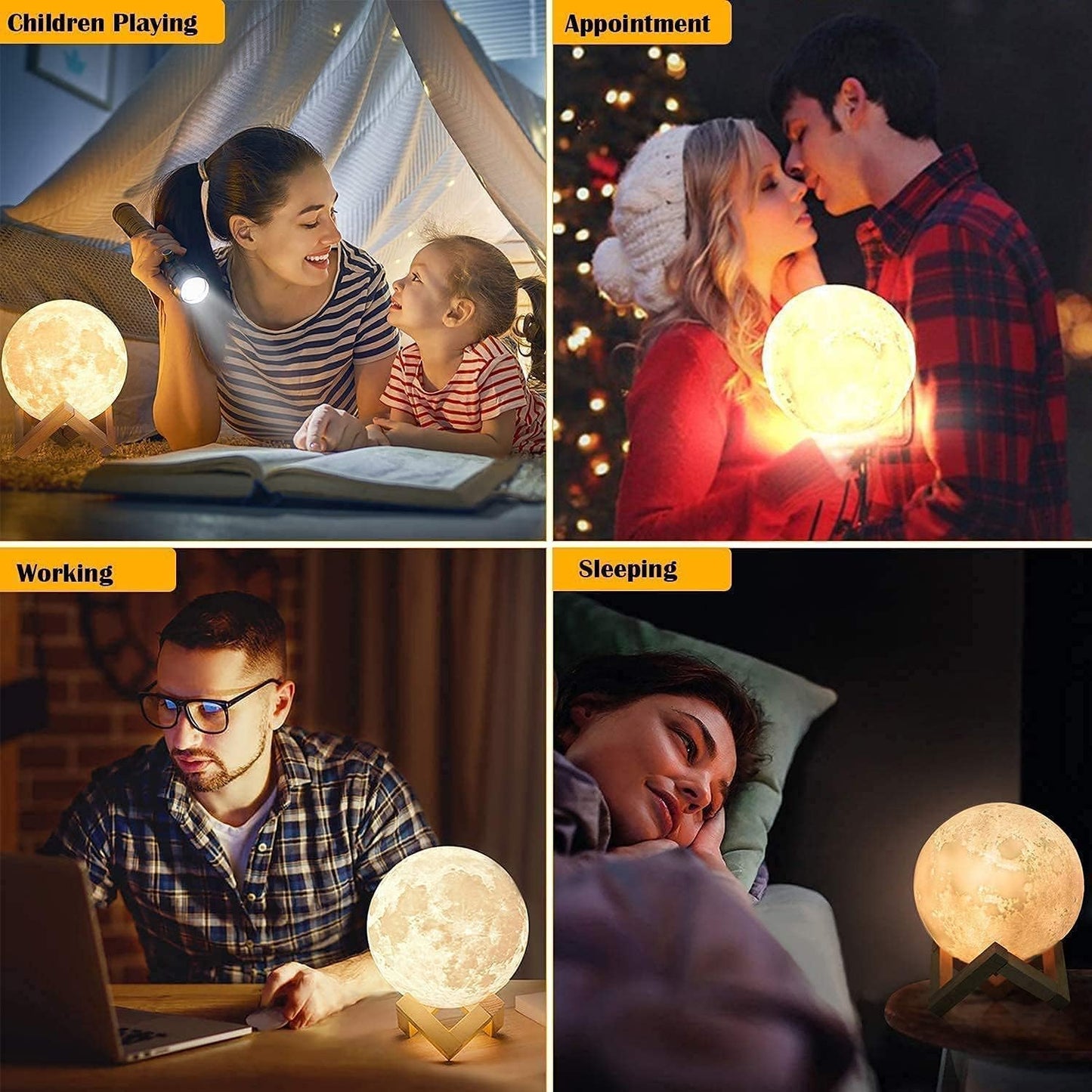 LAMPADA DA TAVOLO A FORMA DI LUNA LUCE NATURALE LUNARE LED USB BAR CASA HOTEL