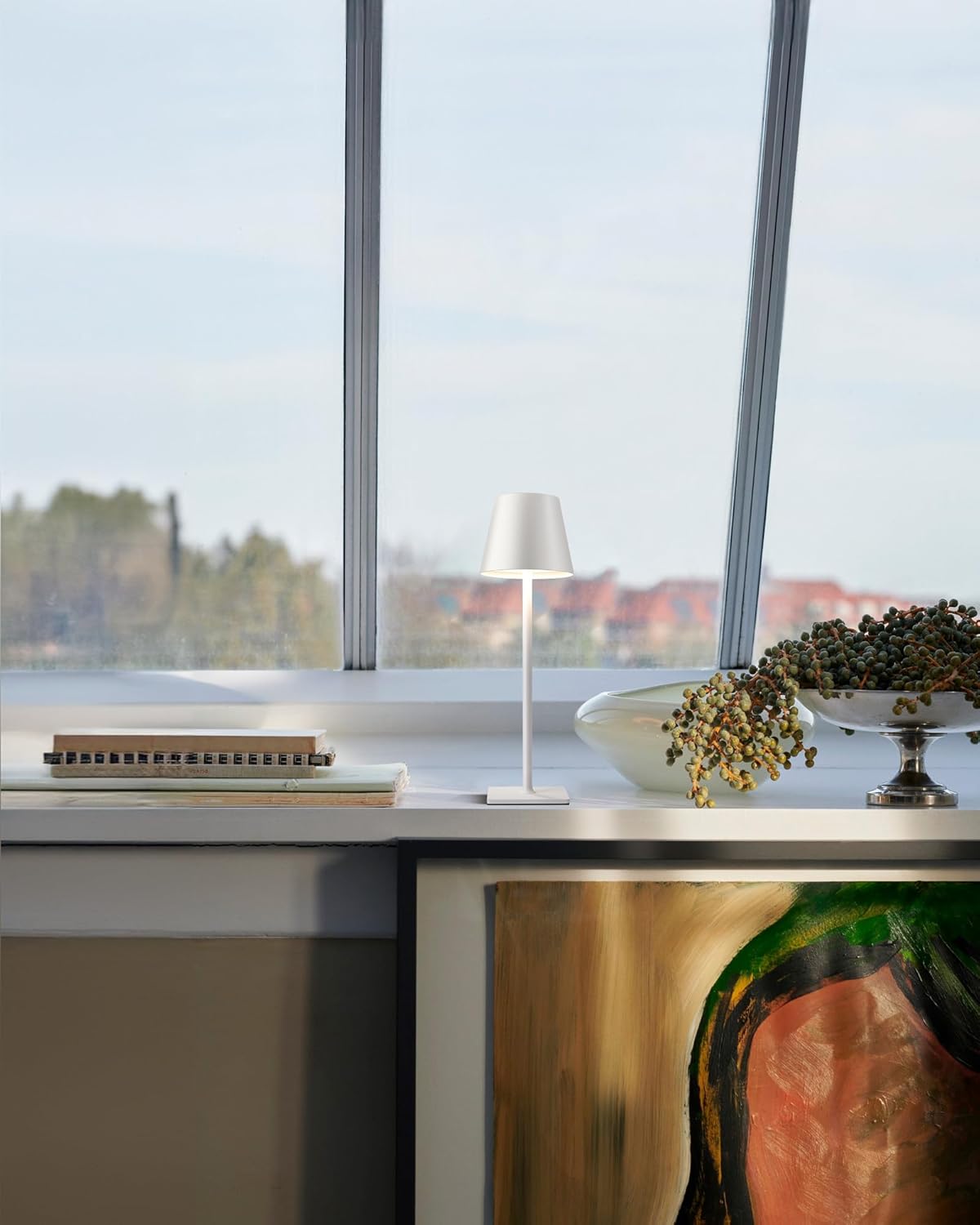 LAMPADA DA TAVOLO LED RICARICABILE TOUCH REGOLABILE BAR CASA HOTEL - BIANCO