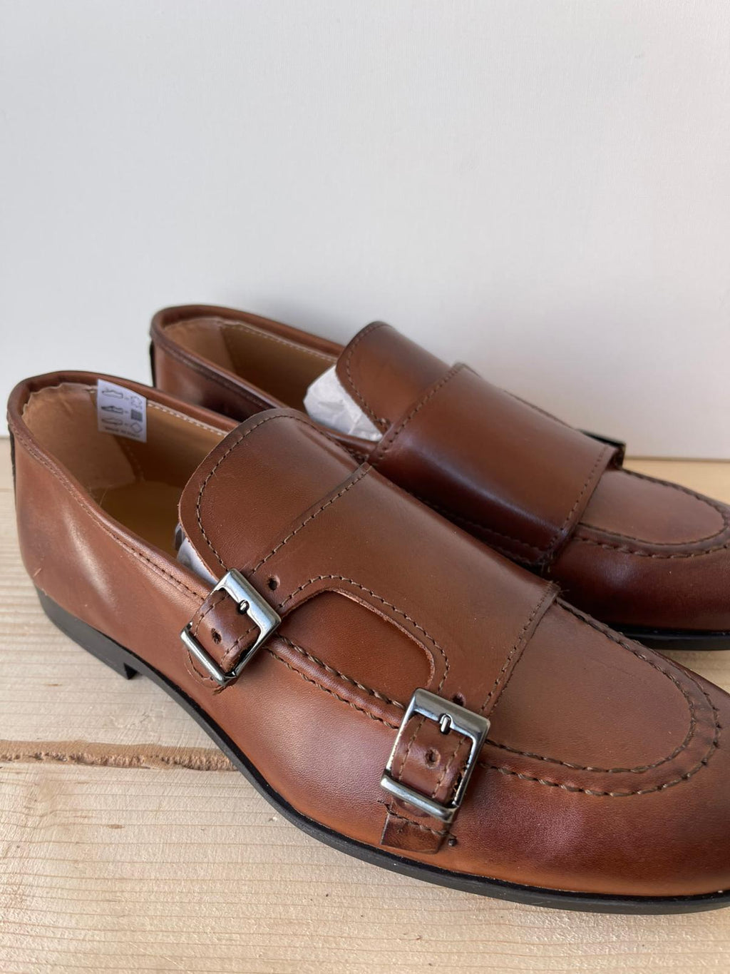 SCARPE MOCASSINO IN VERA PELLE MADE IN ITALY DOPPIA FIBBIA FONDO IN GOMMA