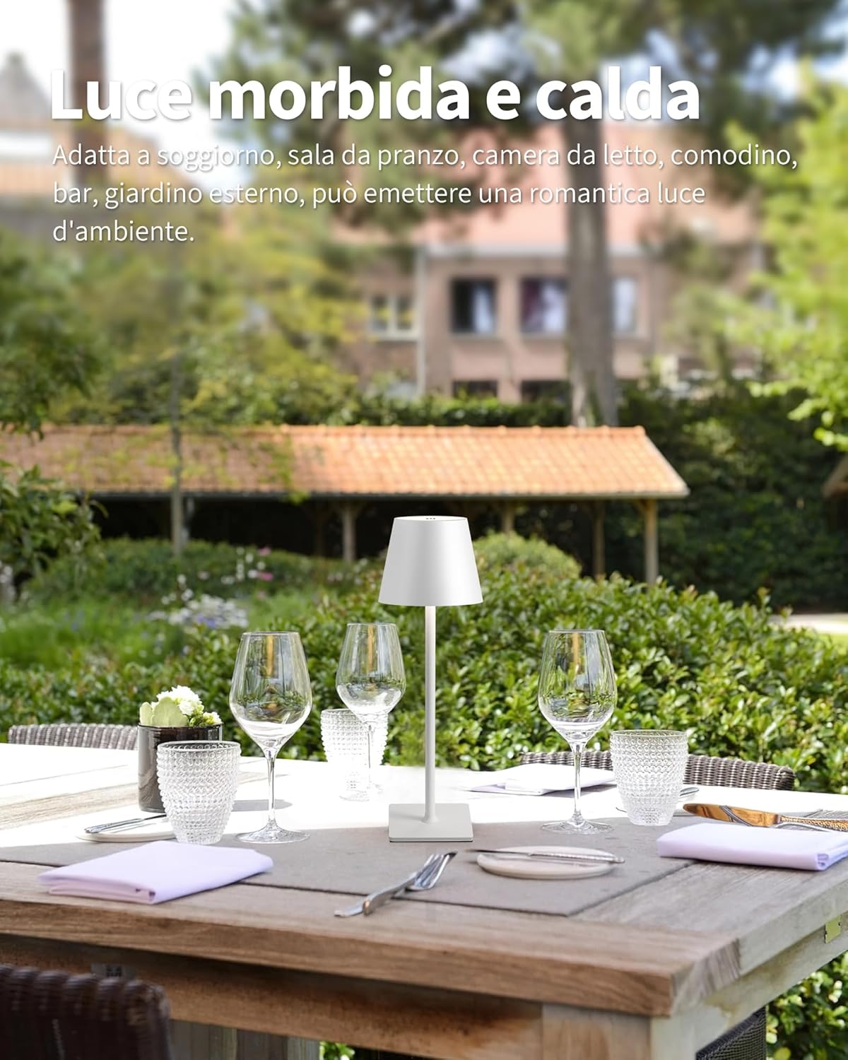 LAMPADA DA TAVOLO LED RICARICABILE TOUCH REGOLABILE BAR CASA HOTEL - BIANCO