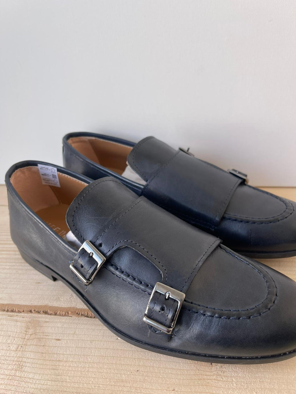 SCARPE MOCASSINO IN VERA PELLE MADE IN ITALY DOPPIA FIBBIA FONDO IN GOMMA