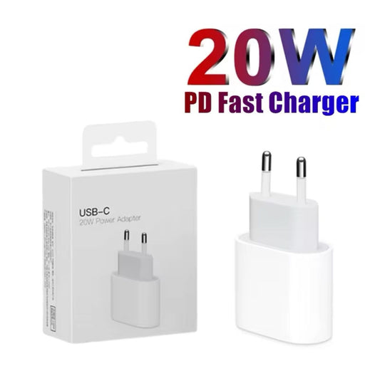 ALIMENTATORE DI CARICA USB TYPE-C FAST 20W CARICATORE SPINA EUROPA TUTTI I DISPOSITIVI
