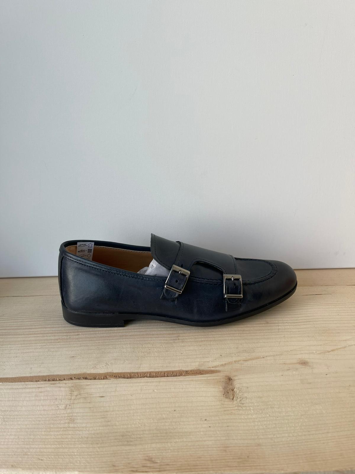 SCARPE MOCASSINO IN VERA PELLE MADE IN ITALY DOPPIA FIBBIA FONDO IN GOMMA