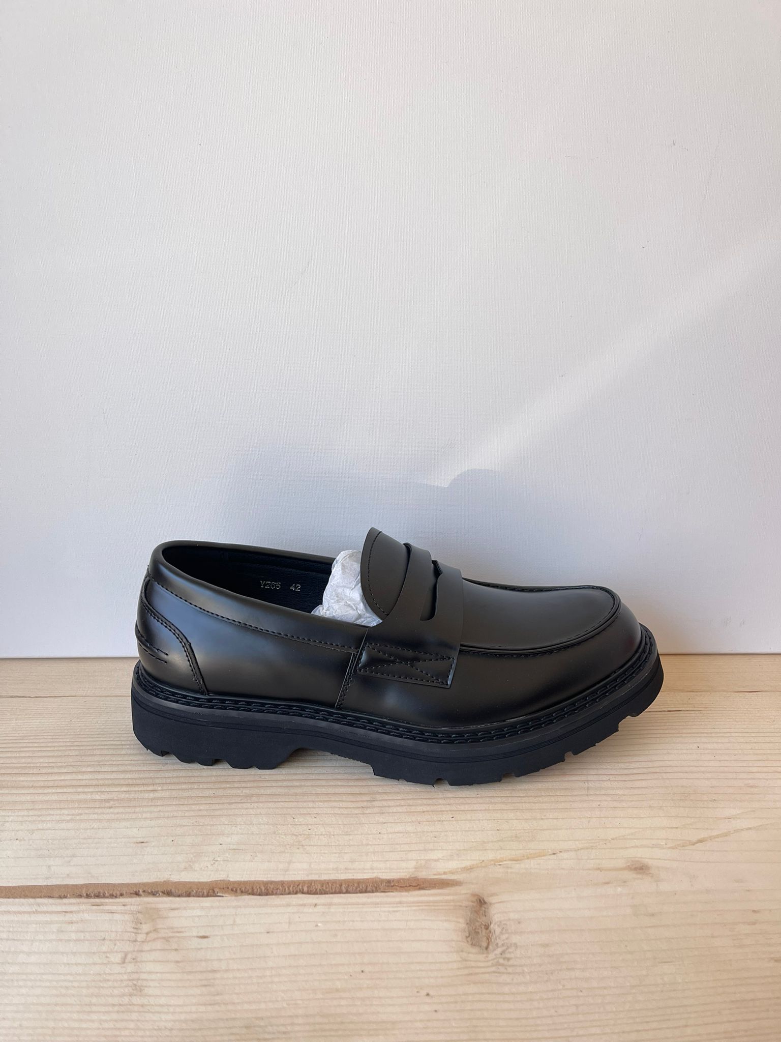 SCARPE MOCASSINO A FASCETTA TRACK SCOLASTICO IN PELLE SINTETICA SUOLA IN GOMMA