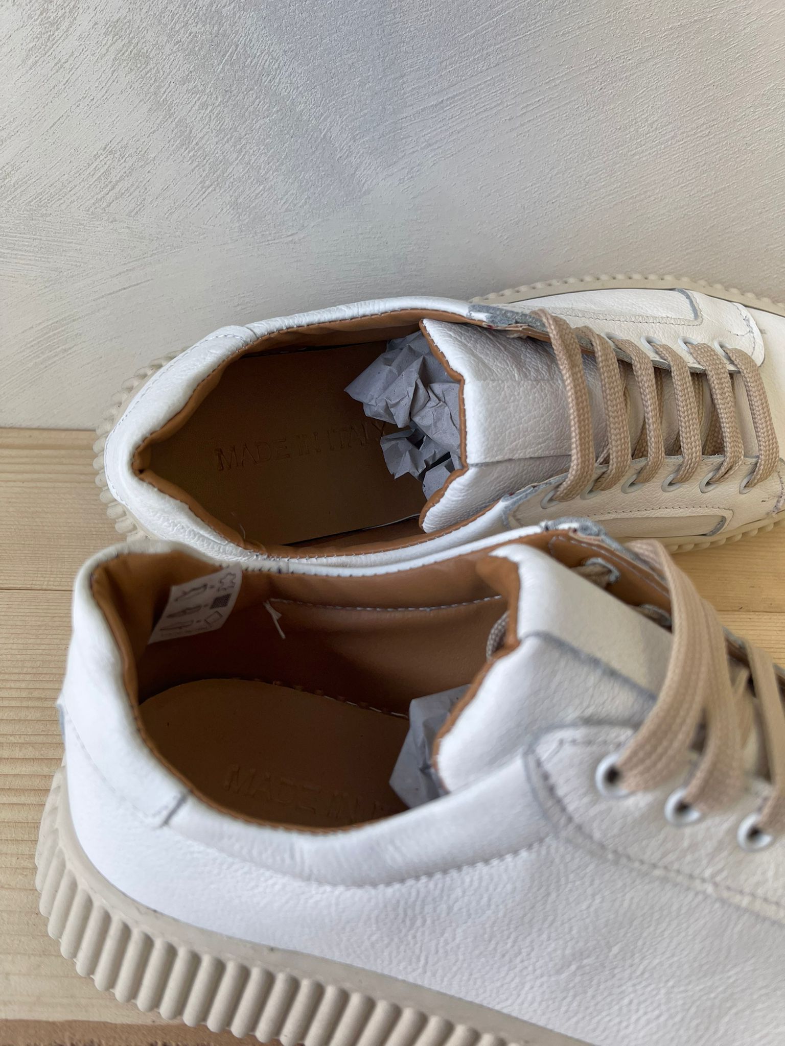 SNEAKERS IN VERA PELLE MADE IN ITALY UOMO E DONNA SUOLA ALTA