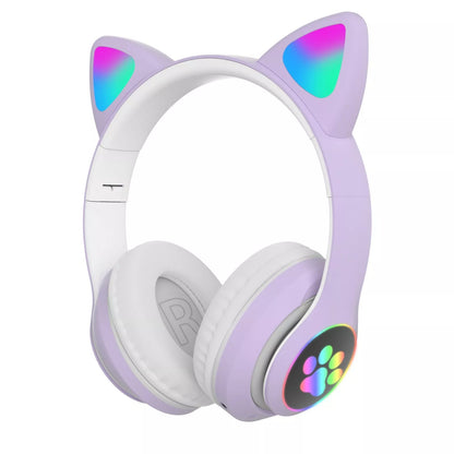 CUFFIE BLUETOOTH WIRELESS GAMING AURICOLARE LED ORECCHIE GATTO IPHONE SMARTPHONE