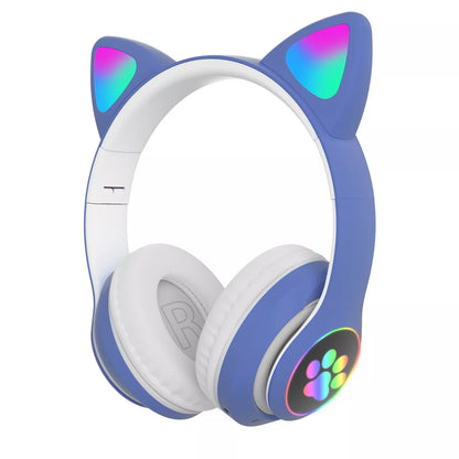 CUFFIE BLUETOOTH WIRELESS GAMING AURICOLARE LED ORECCHIE GATTO IPHONE SMARTPHONE