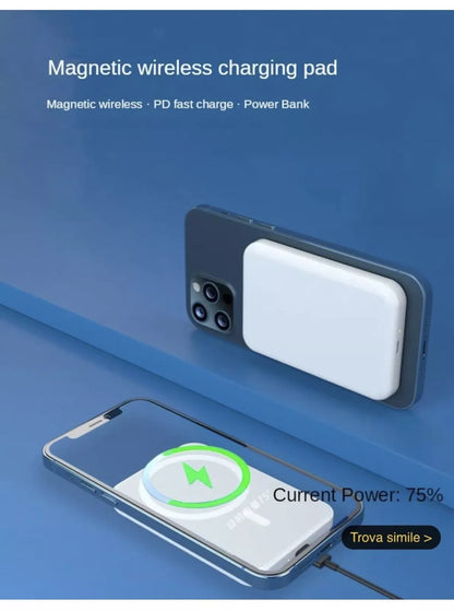 POWER BANK MAGNETICO 12000 MAH 15w CARICATORE WIRELESS COMPATIBILE MAGSAFE UNIVERSAL
