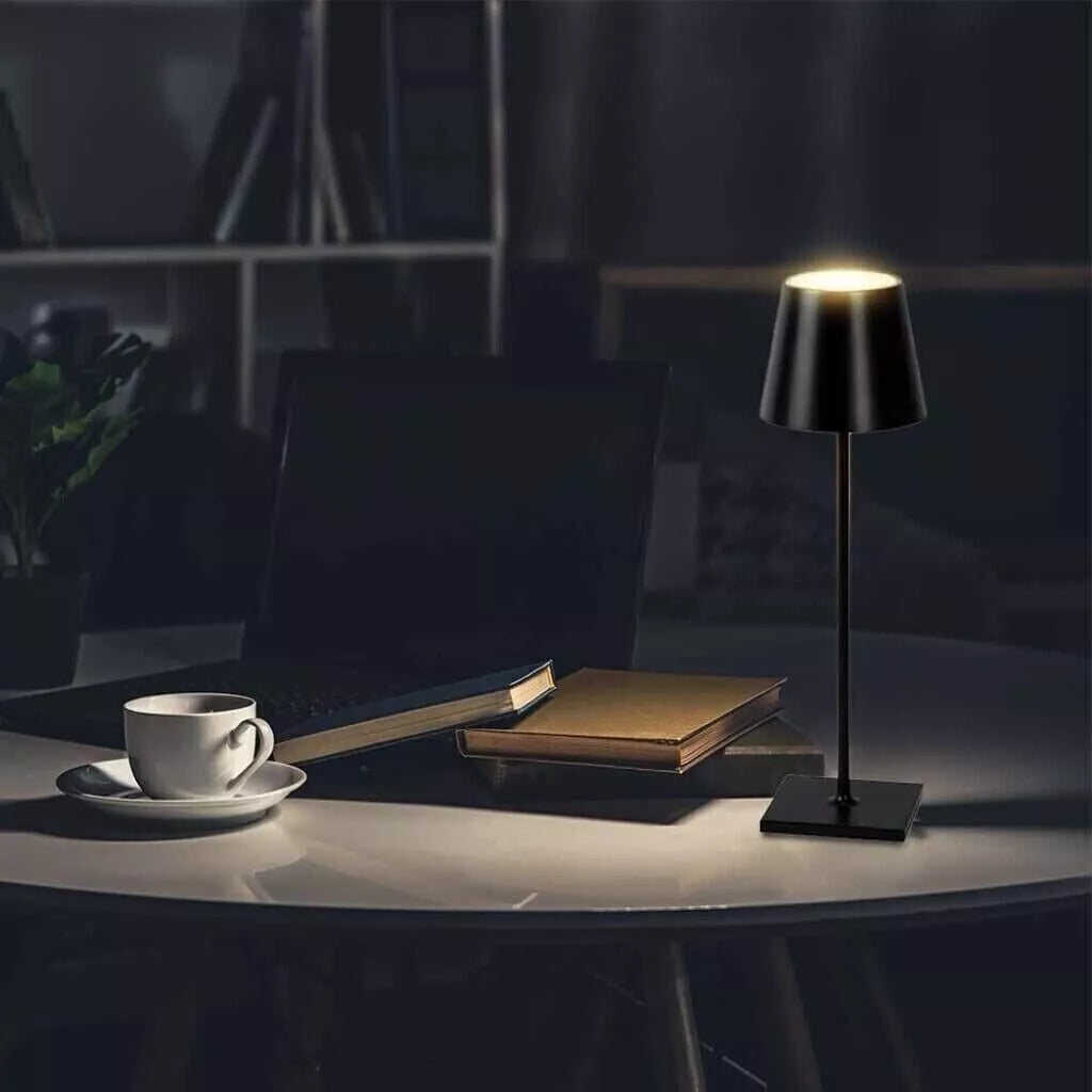 LAMPADA DA TAVOLO LED RICARICABILE TOUCH REGOLABILE BAR CASA HOTEL - NERO