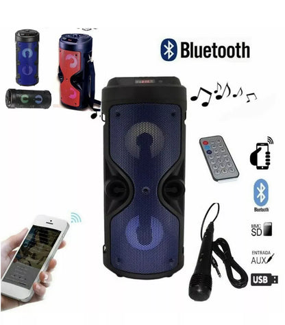 CASSA PORTATILE BLUETOOTH LED ALTOPARLANTE CON MICROFONO RADIO FM RICARICABILE