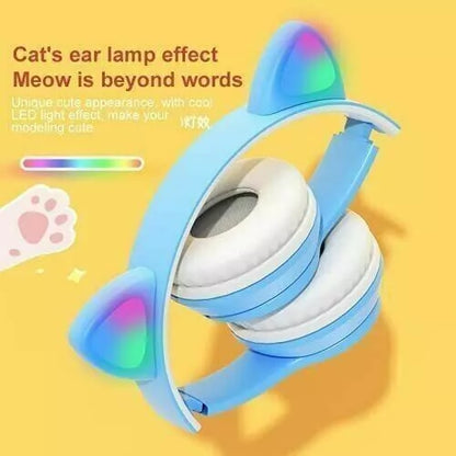 CUFFIE BLUETOOTH WIRELESS GAMING AURICOLARE LED ORECCHIE GATTO IPHONE SMARTPHONE